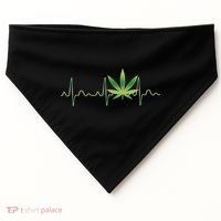 Marijuana Weed Leaf Heartbeat Pulse USA-Made Doggie Bandana thumb 0
