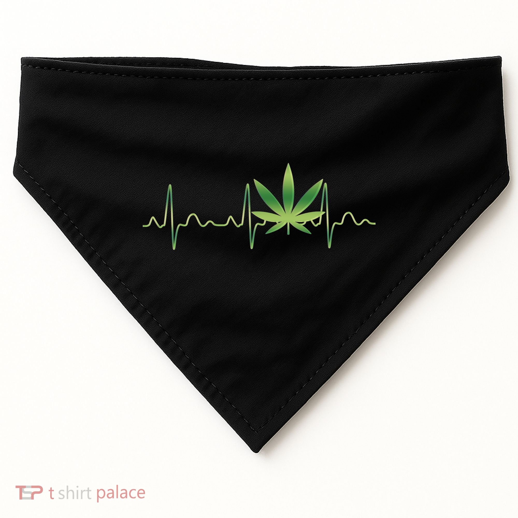 Marijuana Weed Leaf Heartbeat Pulse USA-Made Doggie Bandana