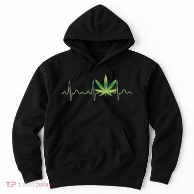 Marijuana Weed Leaf Heartbeat Pulse Hoodie
