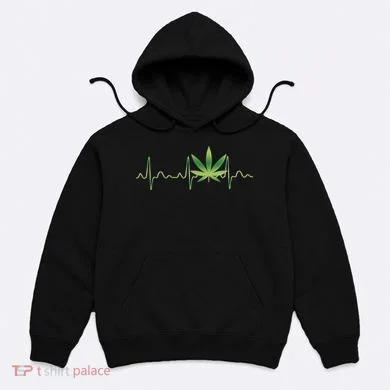 Marijuana Weed Leaf Heartbeat Pulse Hoodie