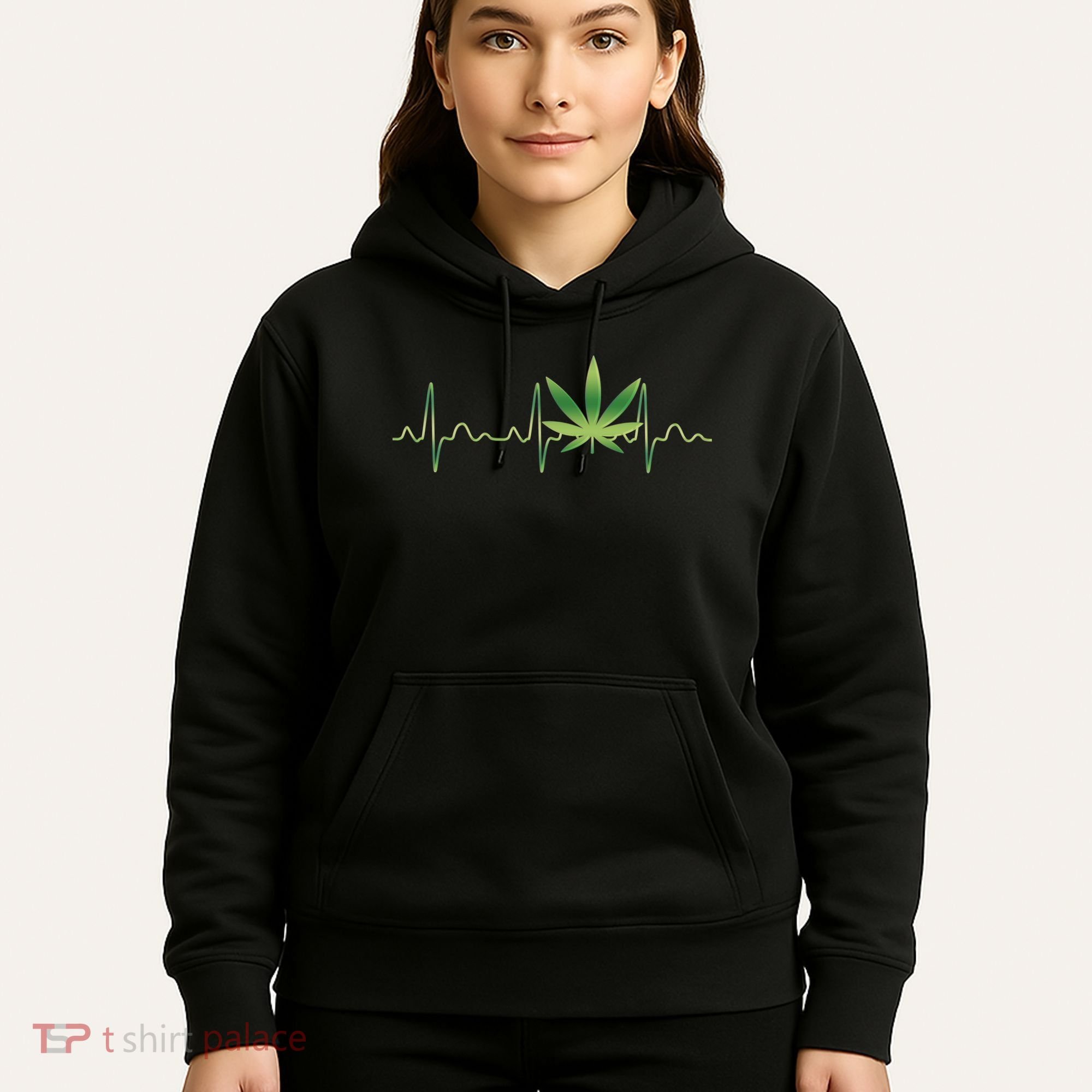 Marijuana Weed Leaf Heartbeat Pulse Hoodie
