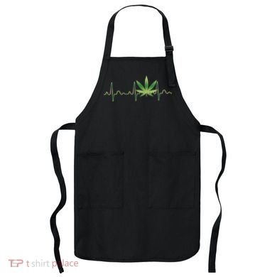 Marijuana Weed Leaf Heartbeat Pulse Apron