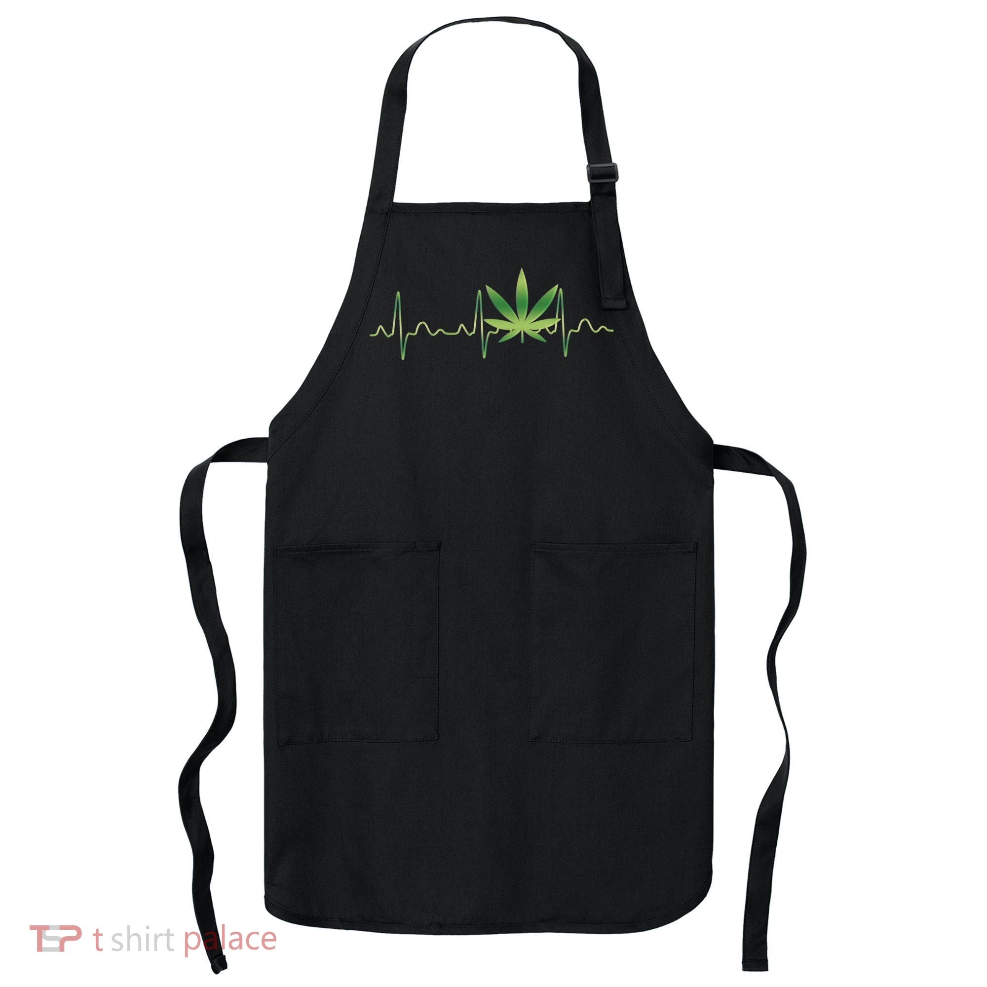 Marijuana Weed Leaf Heartbeat Pulse Apron