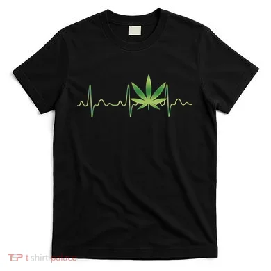 Marijuana Weed Leaf Heartbeat Pulse T-Shirt