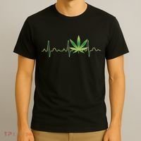 Marijuana Weed Leaf Heartbeat Pulse T-Shirt thumb 3
