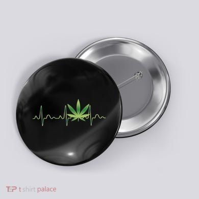 Marijuana Weed Leaf Heartbeat Pulse Button