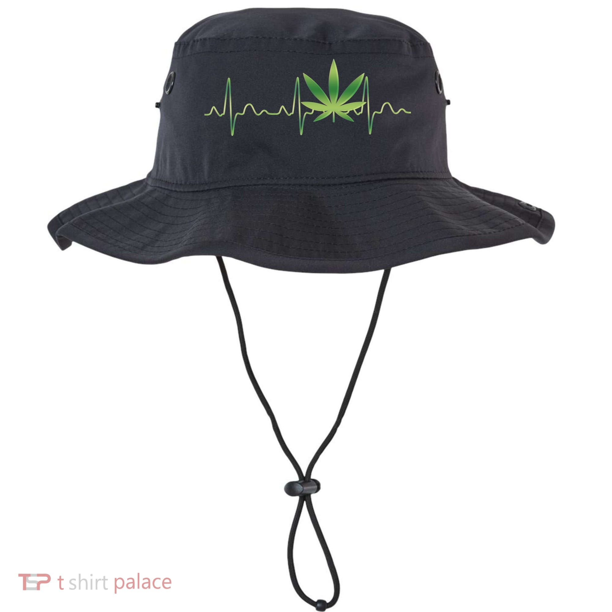 Marijuana Weed Leaf Heartbeat Pulse Bucket Hat