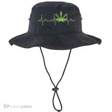 Marijuana Weed Leaf Heartbeat Pulse Bucket Hat
