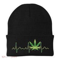 Marijuana Weed Leaf Heartbeat Pulse Beanie thumb 0