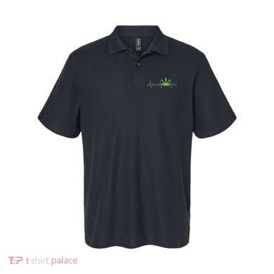 Marijuana Weed Leaf Heartbeat Pulse Polo