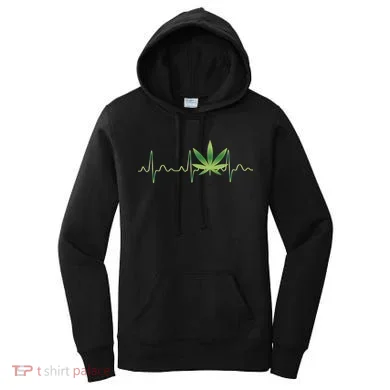 Marijuana Weed Leaf Heartbeat Pulse Women's Hoodie