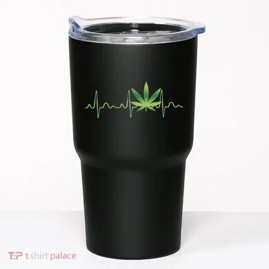 Marijuana Weed Leaf Heartbeat Pulse Tumbler
