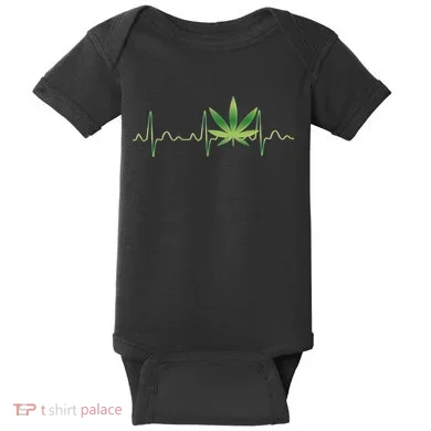 Marijuana Weed Leaf Heartbeat Pulse Baby Bodysuit