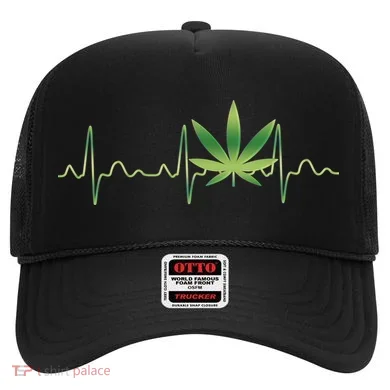 Marijuana Weed Leaf Heartbeat Pulse Hat
