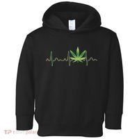 Marijuana Weed Leaf Heartbeat Pulse Toddler Hoodie thumb 0