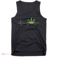 Marijuana Weed Leaf Heartbeat Pulse Tank Top thumb 0