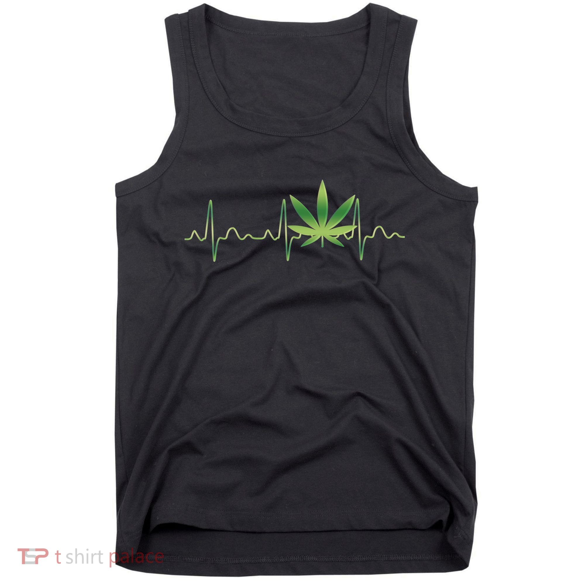 Marijuana Weed Leaf Heartbeat Pulse Tank Top