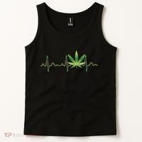 Marijuana Weed Leaf Heartbeat Pulse Tank Top thumb 2