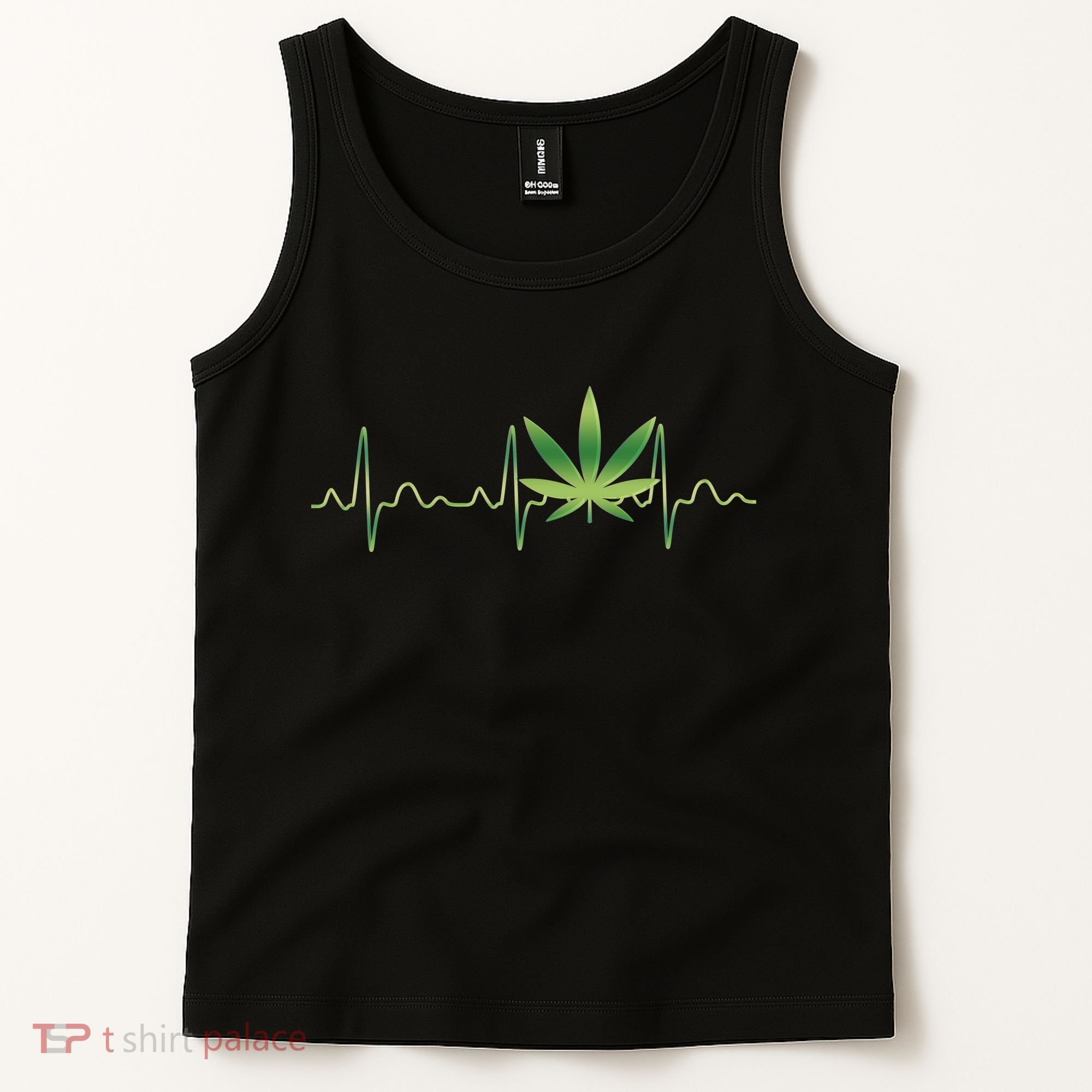 Marijuana Weed Leaf Heartbeat Pulse Tank Top
