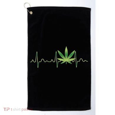 Marijuana Weed Leaf Heartbeat Pulse Golf Towel
