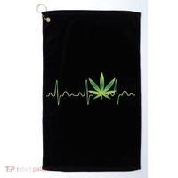 Marijuana Weed Leaf Heartbeat Pulse Golf Towel thumb 0
