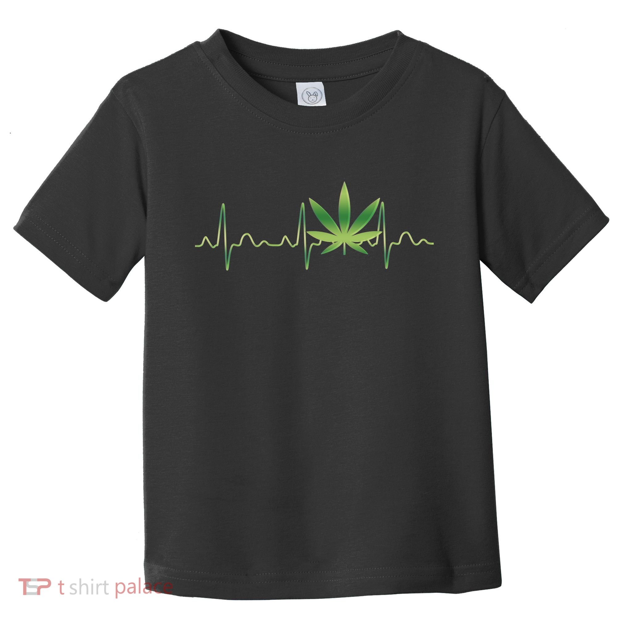 Marijuana Weed Leaf Heartbeat Pulse Toddler T-Shirt
