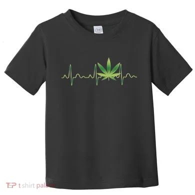 Marijuana Weed Leaf Heartbeat Pulse Toddler T-Shirt