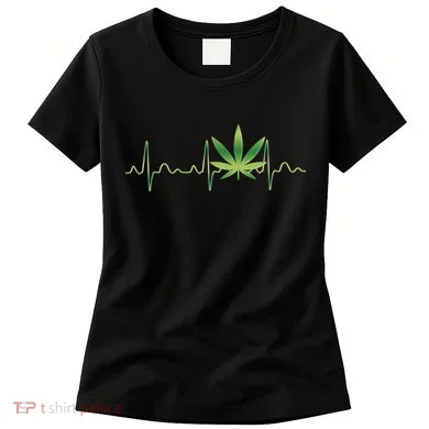 Marijuana Weed Leaf Heartbeat Pulse Women's T-Shirt