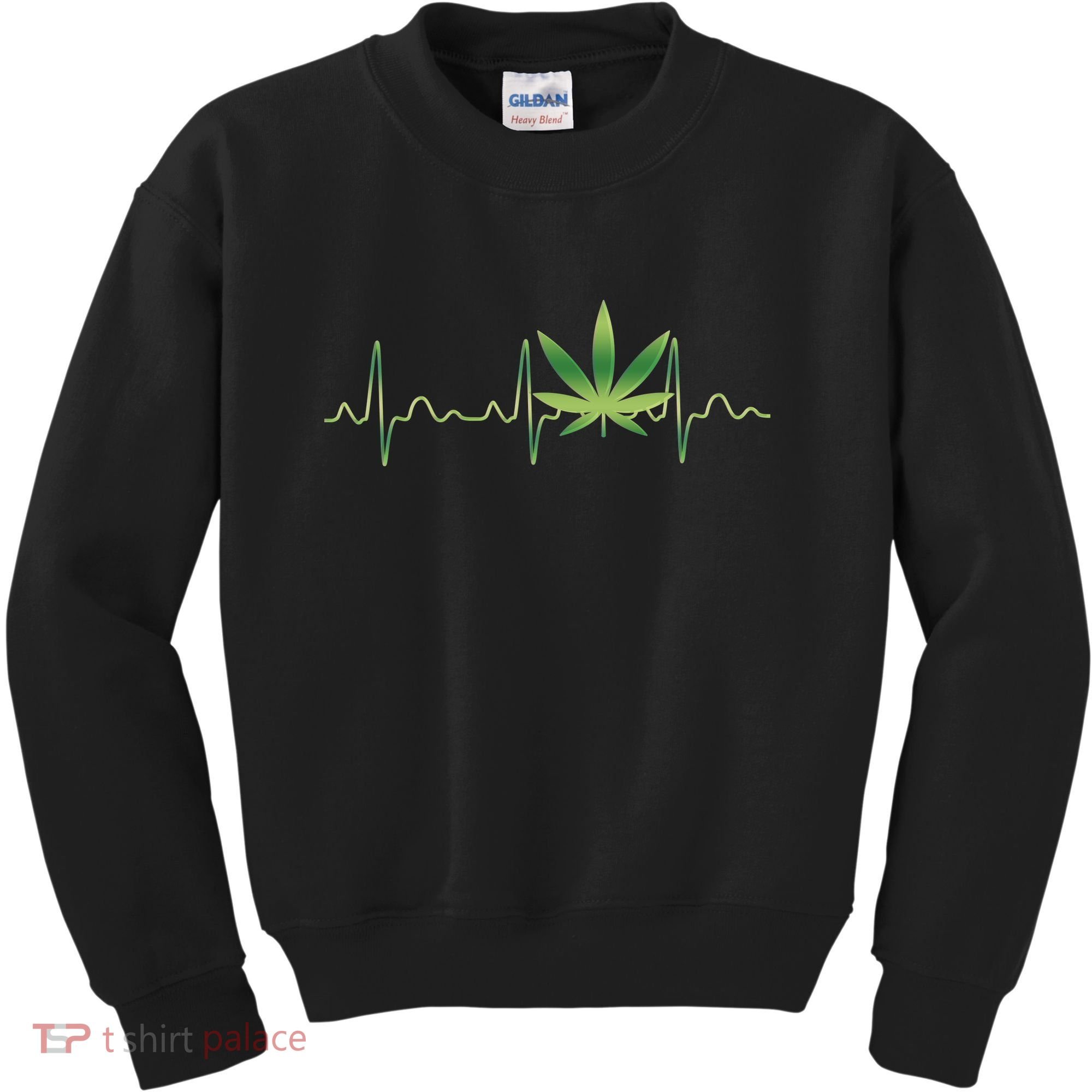 Marijuana Weed Leaf Heartbeat Pulse Kids Sweatshirt