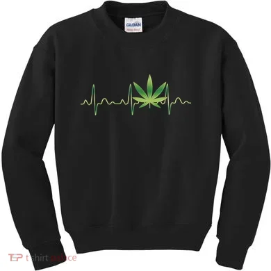 Marijuana Weed Leaf Heartbeat Pulse Kids Sweatshirt