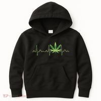 Marijuana Weed Leaf Heartbeat Pulse Kids Hoodie thumb 0