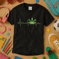 Marijuana Weed Leaf Heartbeat Pulse Kids T-Shirt thumb 3