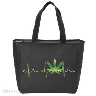 Marijuana Weed Leaf Heartbeat Pulse Tote Bag