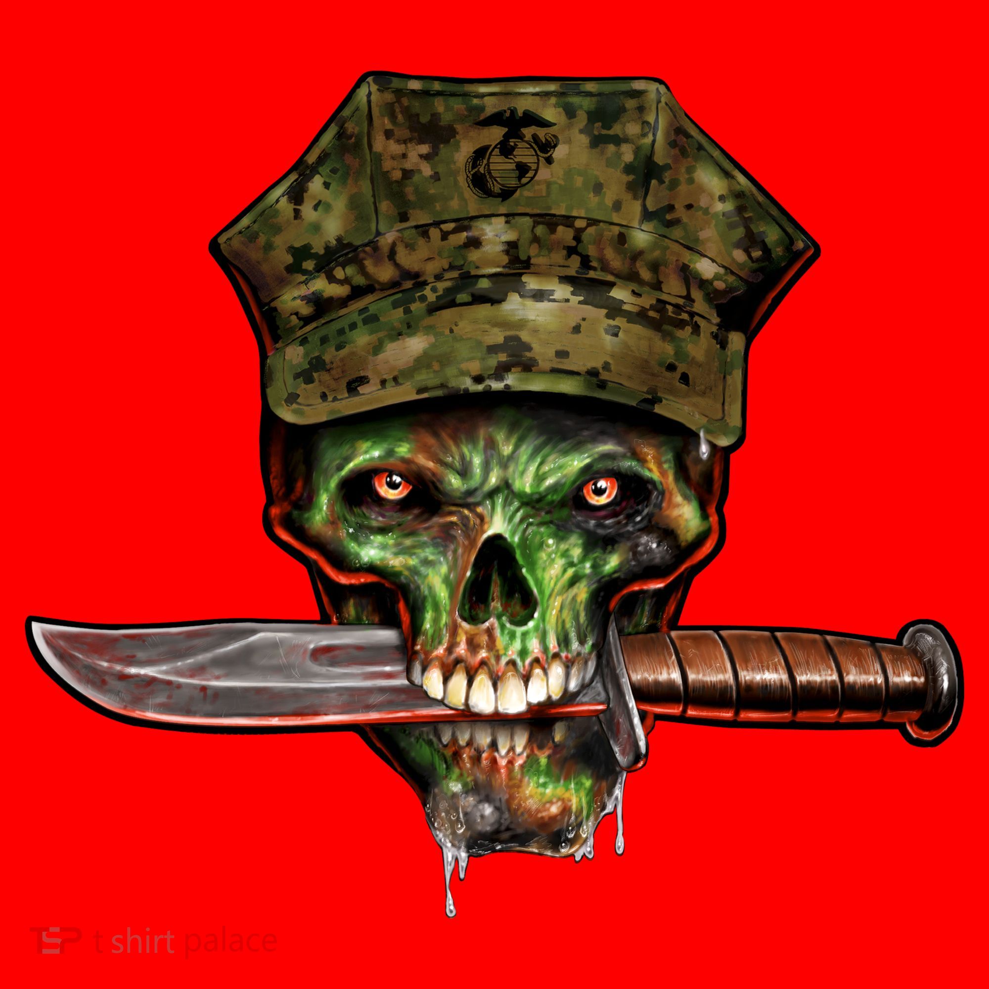 Marine Skull Santa Hat