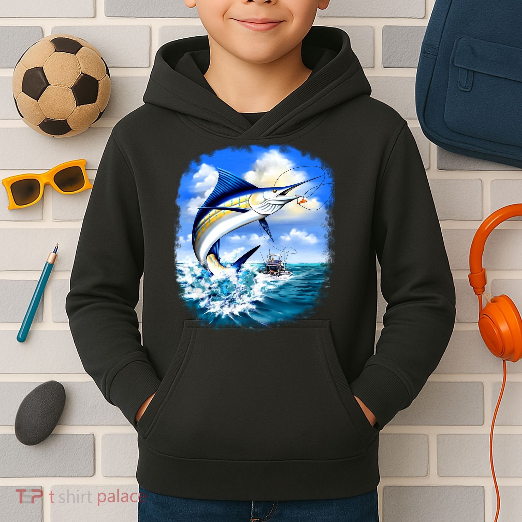 Marlin Fishing Kids Hoodie
