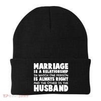 Marriage Is A Relationship Funny Husband Beanie thumb 0