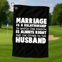 Marriage Is A Relationship Funny Husband Golf Towel thumb 1