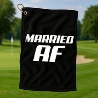 Married AF Funny Marriage Wedding Golf Towel thumb 1