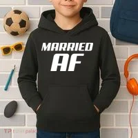 Married AF Funny Marriage Wedding Kids Hoodie thumb 2