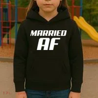 Married AF Funny Marriage Wedding Kids Hoodie thumb 3