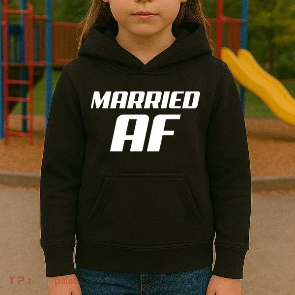 Married AF Funny Marriage Wedding Kids Hoodie