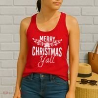 Marry Christmas Y'all Women's Tank Top thumb 2