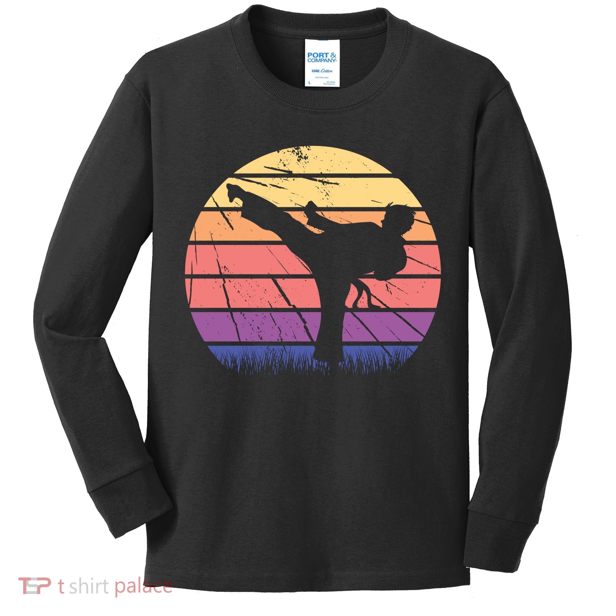 Martial Arts Retro Kids Long Sleeve Shirt