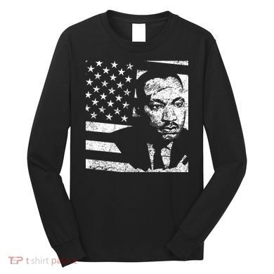 Martin Luther King Jr Distressed MLK Flag Long Sleeve Shirt