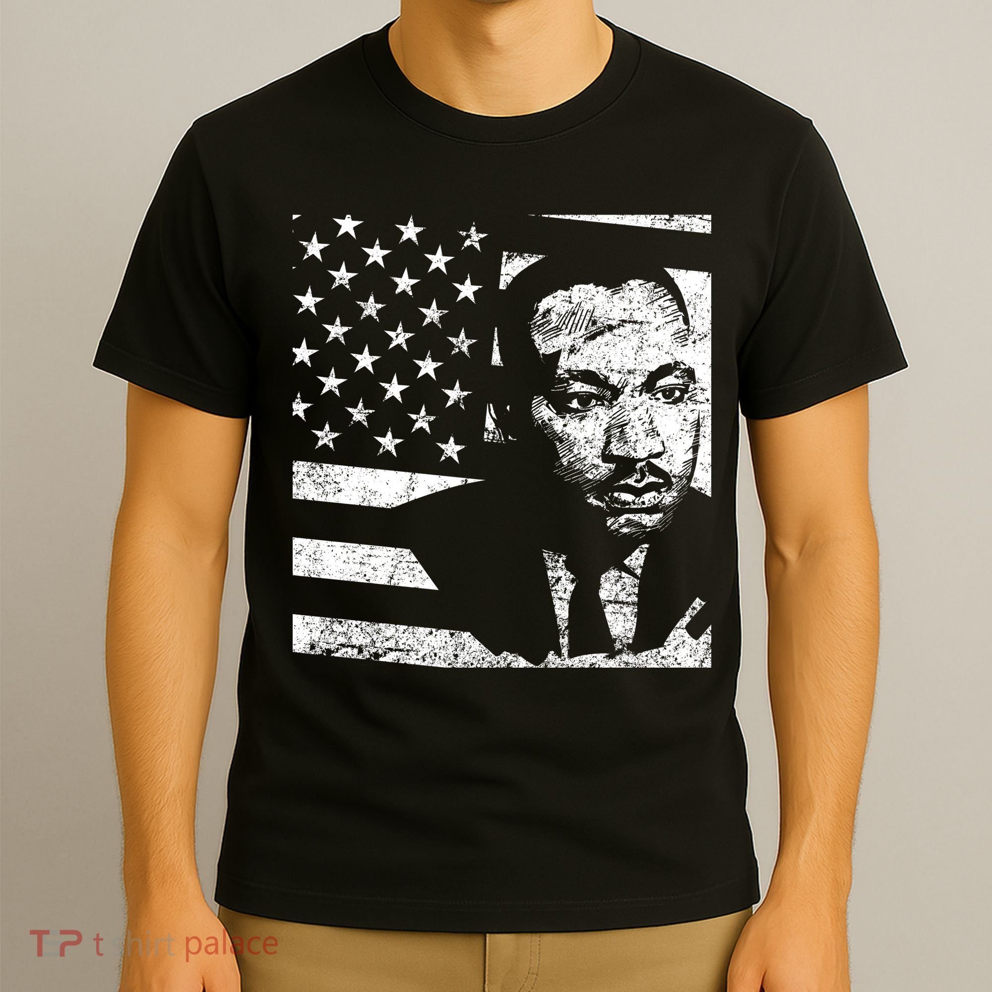Martin Luther King Jr Distressed MLK Flag T-Shirt