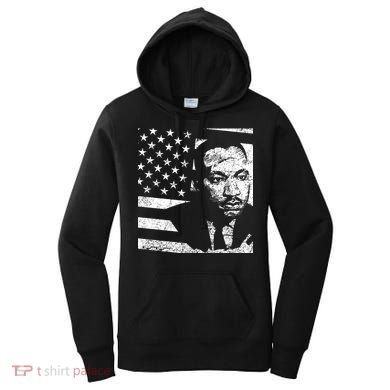 Martin Luther King Jr Distressed MLK Flag Women's Hoodie