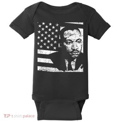 Martin Luther King Jr Distressed MLK Flag Baby Bodysuit