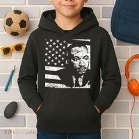Martin Luther King Jr Distressed MLK Flag Kids Hoodie thumb 2