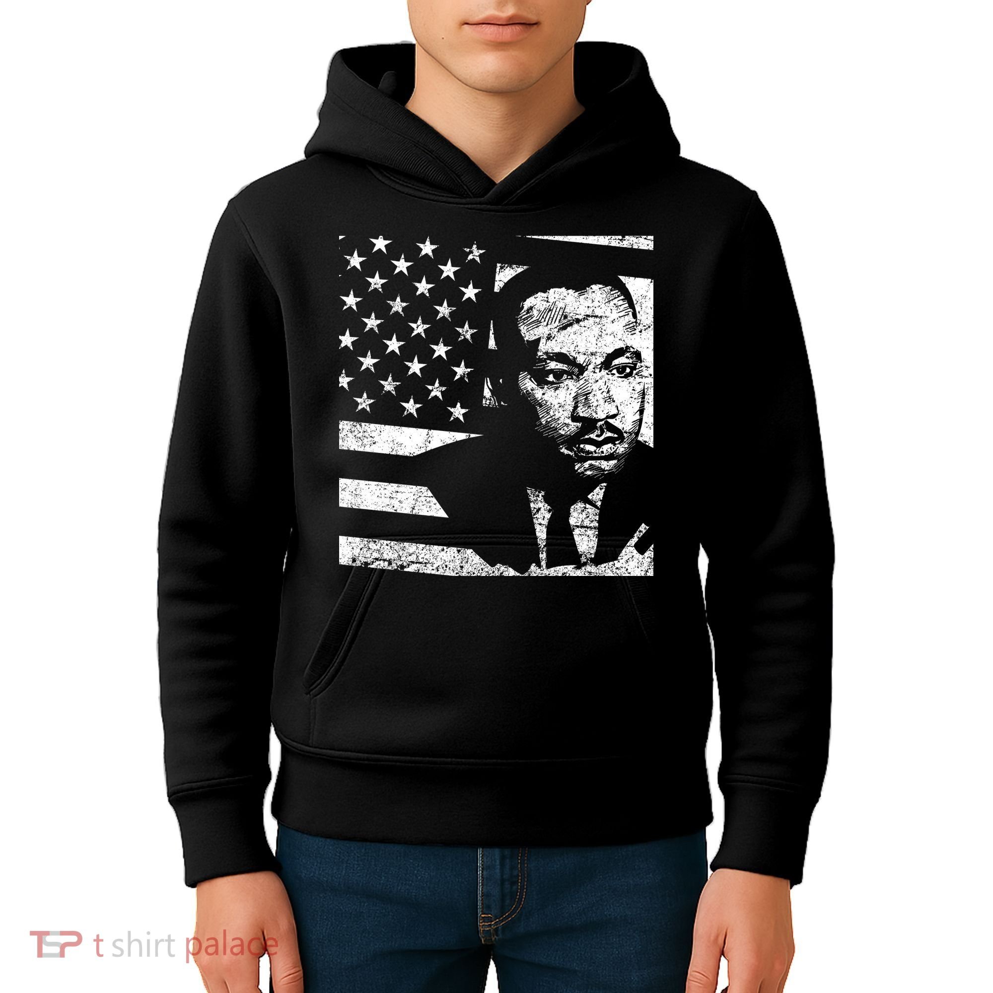 Martin Luther King Jr Distressed MLK Flag Kids Hoodie