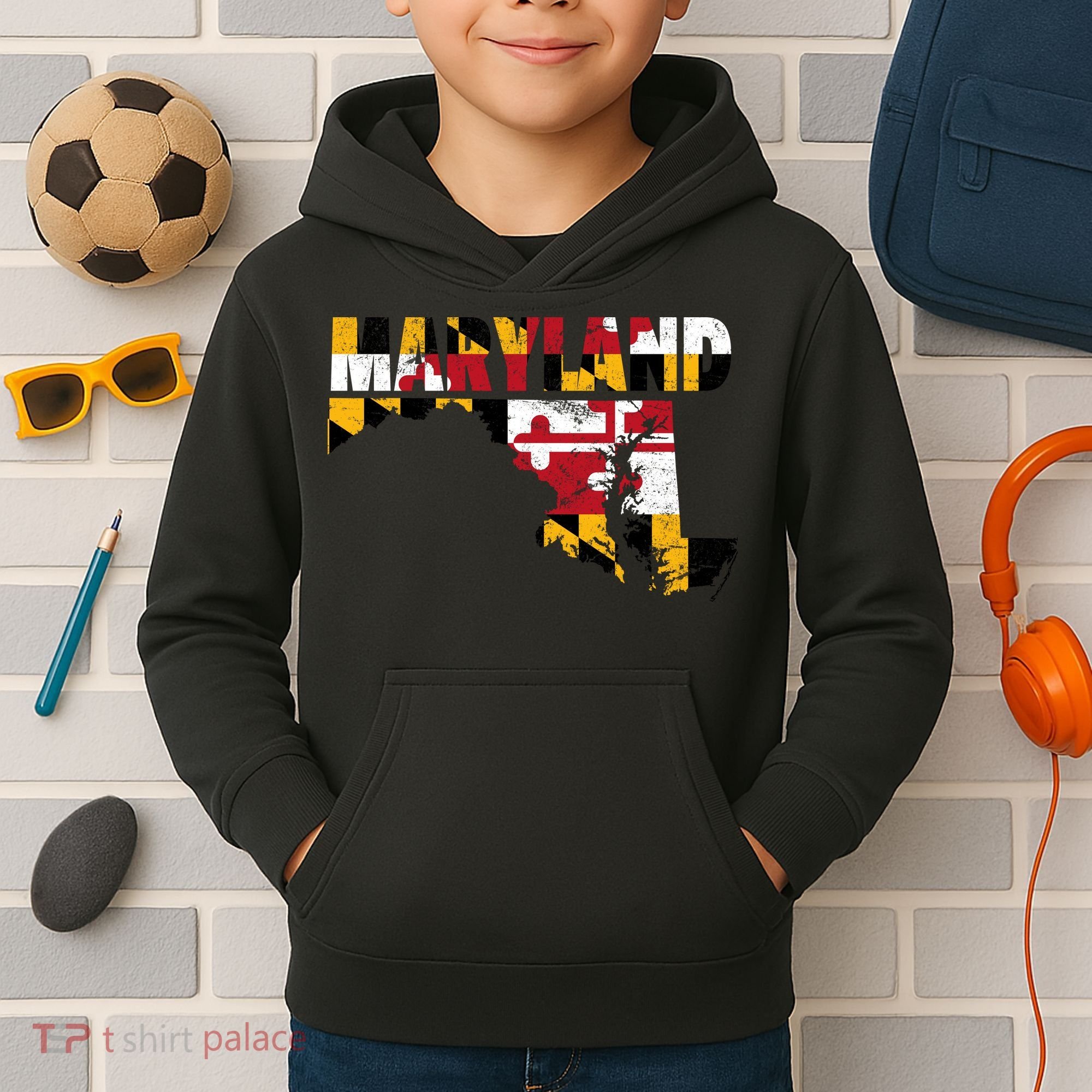 Maryland State Flag Kids Hoodie